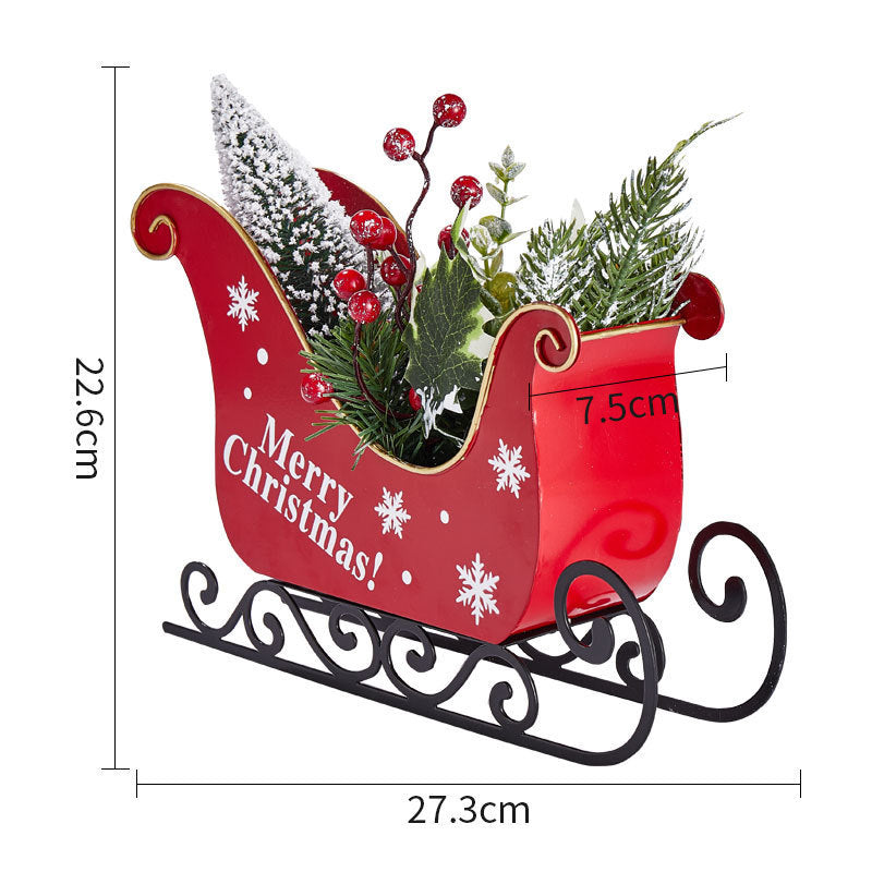 Mini Christmas Sledge Ornament with Lights - Season's Greetings