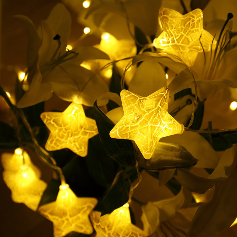 Christmas Cracked Star Ball String Lights - Season's Greetings