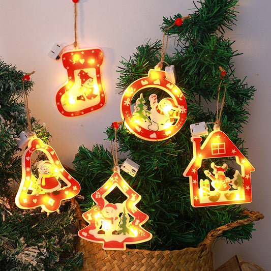 Festive Decorative String Lights - Christmas House & Tree Pendants - Season's Greetings