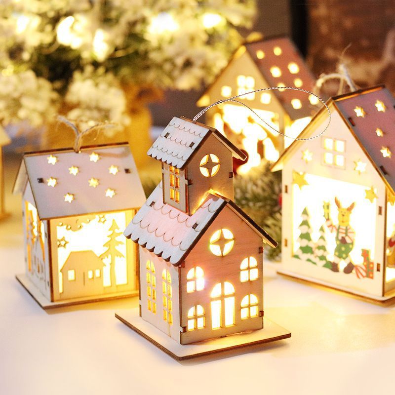 Luminous Christmas Wooden Decorations with Lights - Season's Greetings