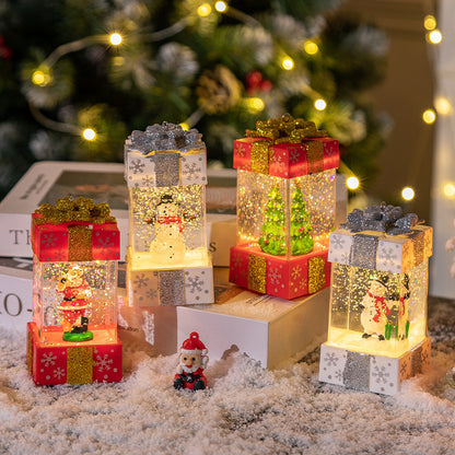 Festive Crystal Ball Christmas Gift Box Lights - Season's Greetings