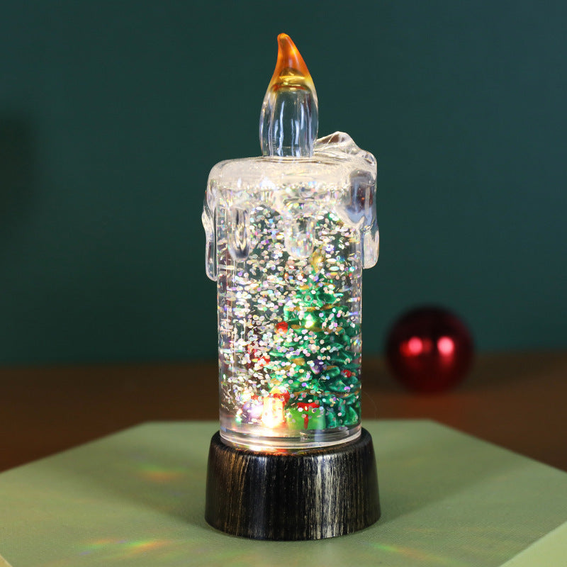 Christmas Crystal Candle Light Desktop Ornament - Season's Greetings