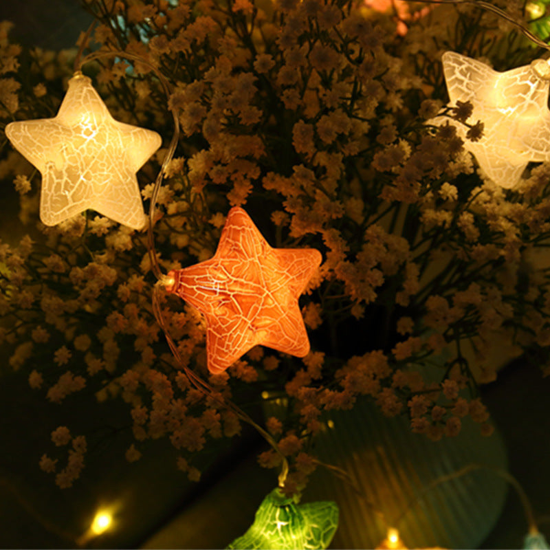 Christmas Cracked Star Ball String Lights - Season's Greetings