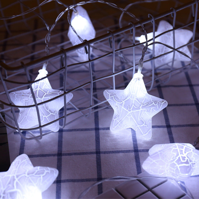 Christmas Cracked Star Ball String Lights - Season's Greetings