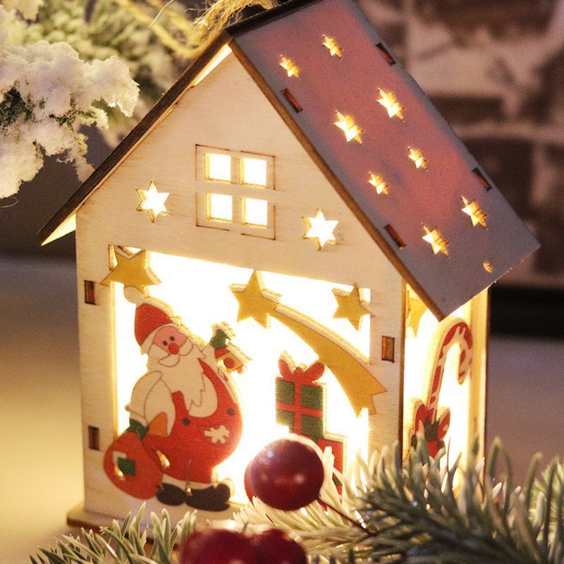 Luminous Christmas Wooden Decorations with Lights - Season's Greetings