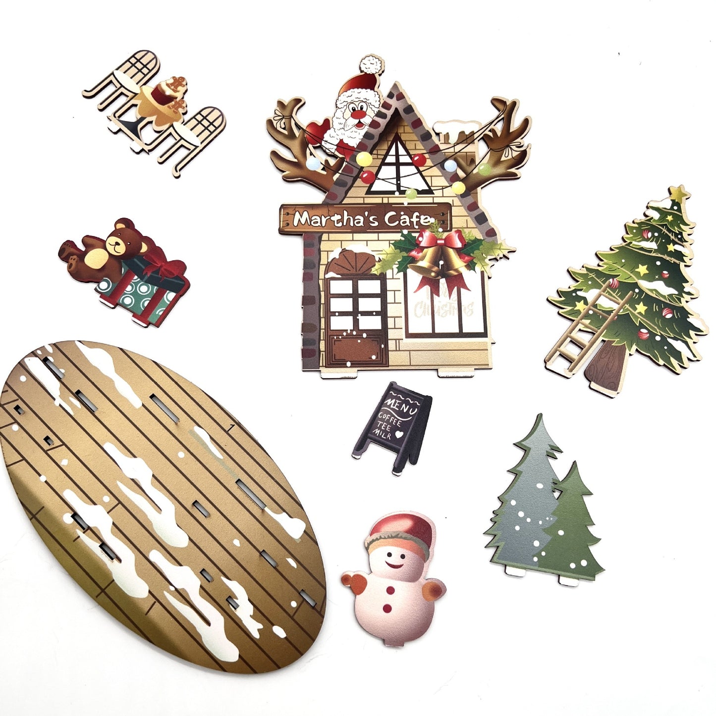 Creative Christmas Painted Wooden Ornaments - Season's Greetings