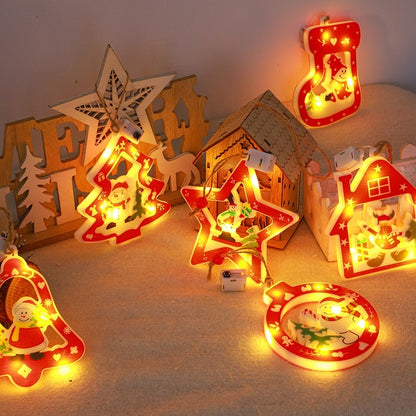 Festive Decorative String Lights - Christmas House & Tree Pendants - Season's Greetings