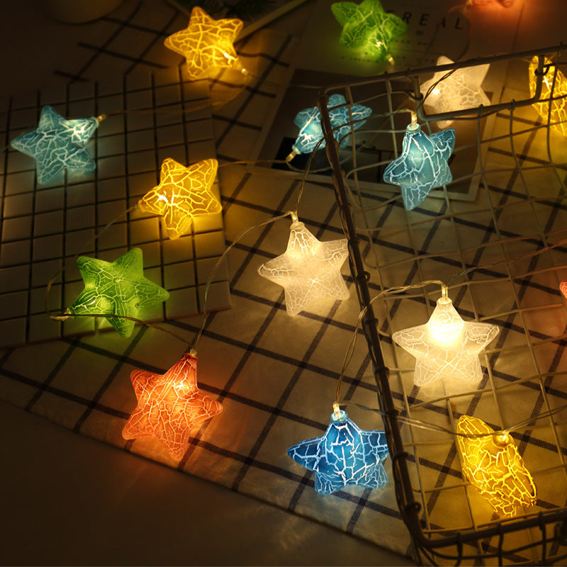 Christmas Cracked Star Ball String Lights - Season's Greetings