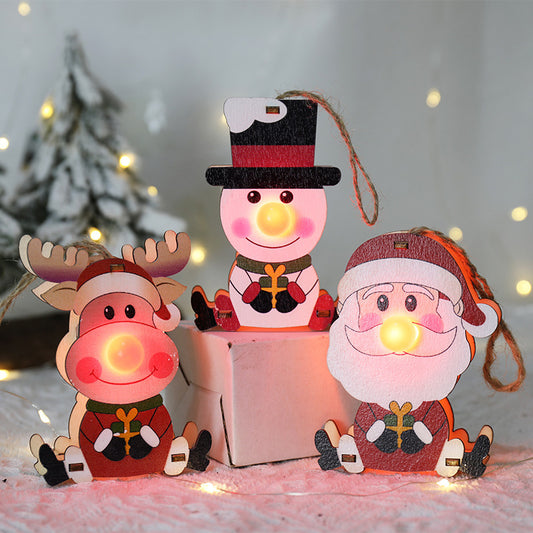 Luminous Wooden Christmas Ornaments - Season's Greetings